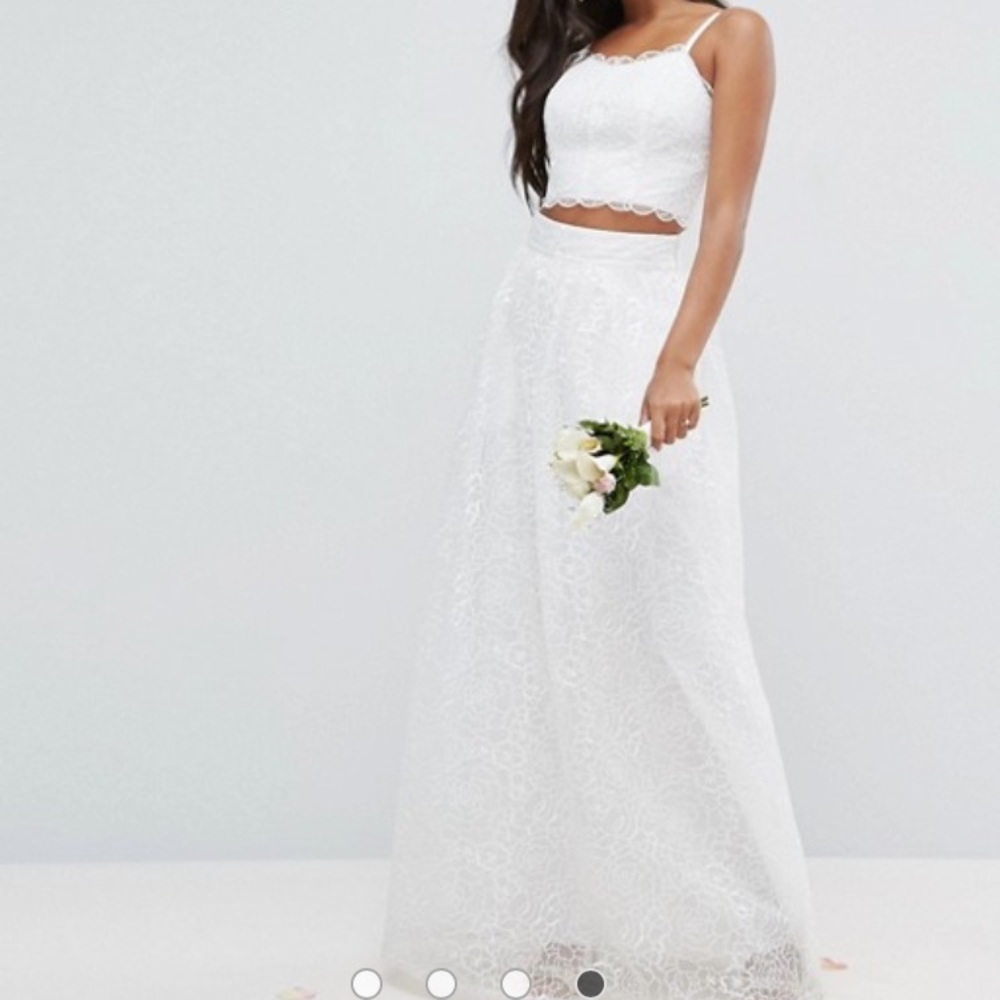 Beautiful White bridal two piece dress size US 8
